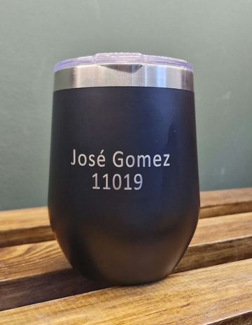 Copa térmica con nombre y número